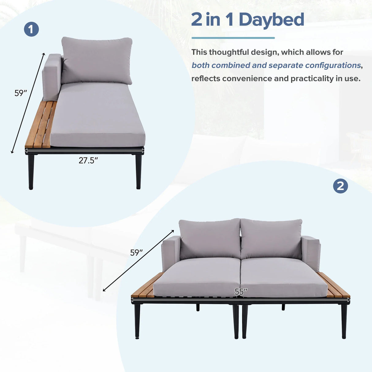 Outdoor Sectional Sofa With Chaise All Weather Gray - Furniture Home Direct