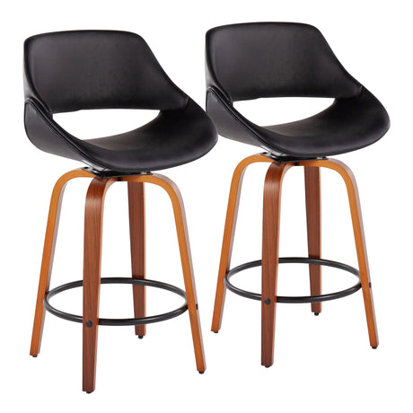 Fabrico - Mid Century Modern Fixed Height Counter Stool And Round Footrest (Set of 2) - Furniture Home Direct