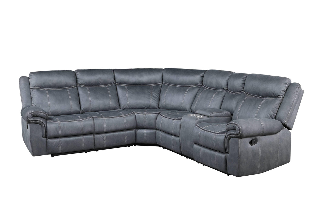 Reclining Sectional Sofa With USB Port Console Gray - Furniture Home Direct