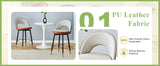 Counter Height Bar Stool Set of 2 Leatherette Brown White - Furniture Home Direct