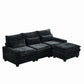 Modern Comfy Chenille L Shaped Sectional Sofa With Movable Ottoman - Furniture Home Direct