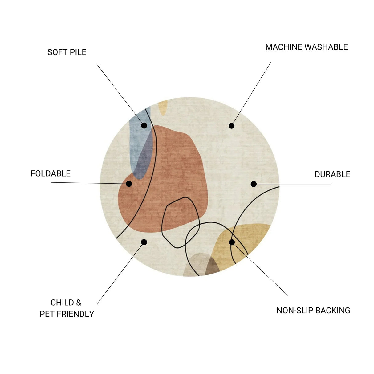 Rabbit - Washable Non - Slip Round Rug - Ivory / Red - Furniture Home Direct