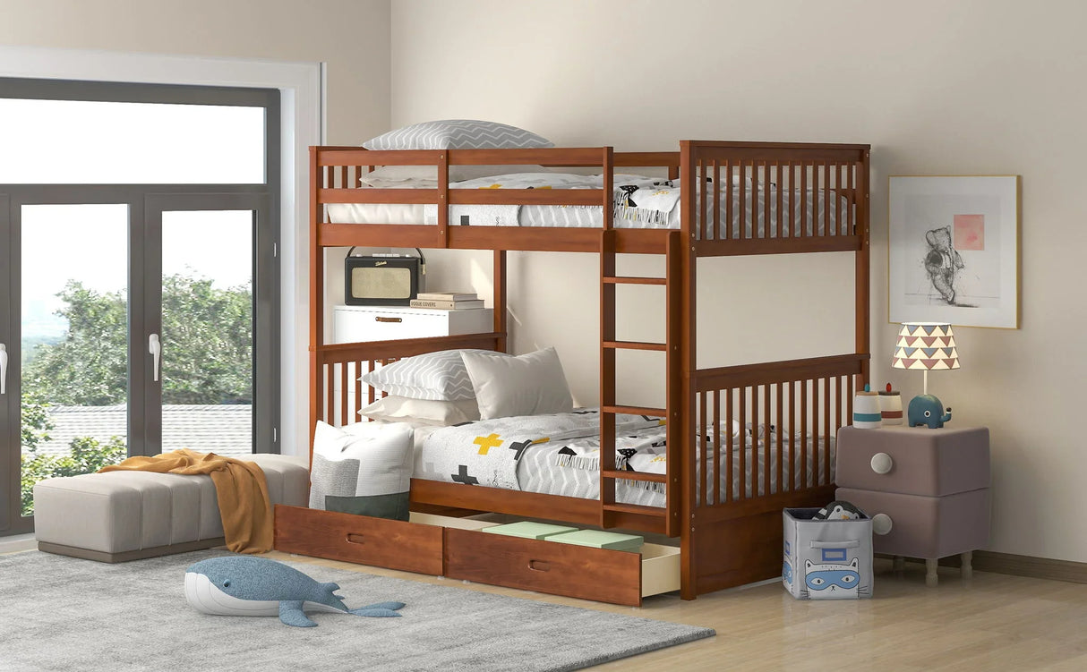 Bunk Bed With Ladders And 2 Storage Drawers - Furniture Home Direct