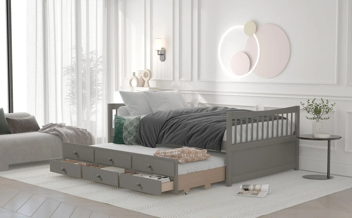 Twin Size Daybed With Trundle And Drawers - Furniture Home Direct
