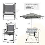 Outdoor Patio Dining Set For 4 People, Metal Patio Furniture Table And Chair Set With Umbrella - Black - Furniture Home Direct