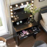 Vanity Desk With Mirror And Lights, Dressing Table With Large Drawer, 2 Level Storage Dresser & 3 Lighting Modes Adjustable Brightness, Suitable For Bedroom - Furniture Home Direct