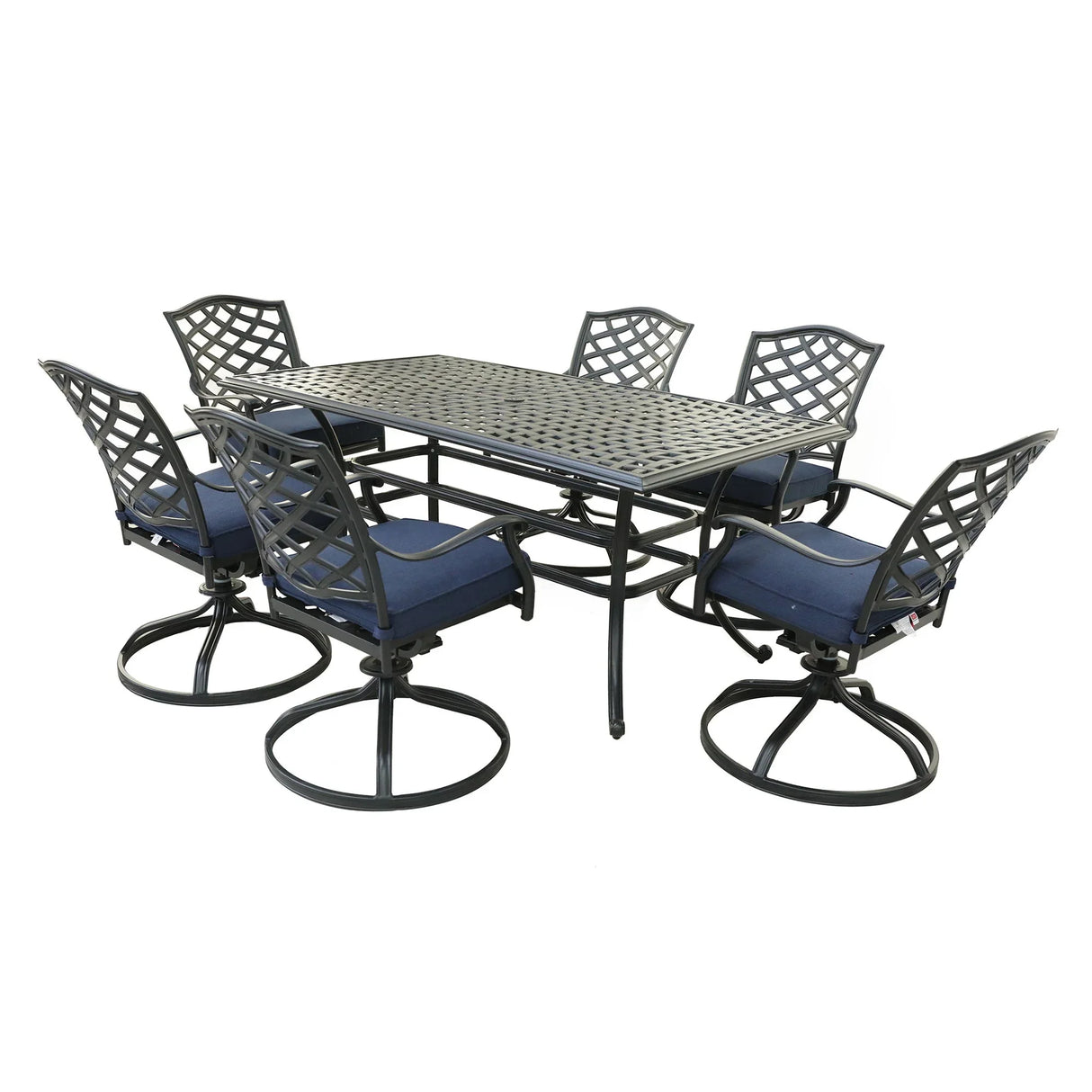 Rectangular Aluminum Dining Set With Cushions - Furniture Home Direct