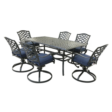 Rectangular Aluminum Dining Set With Cushions - Furniture Home Direct