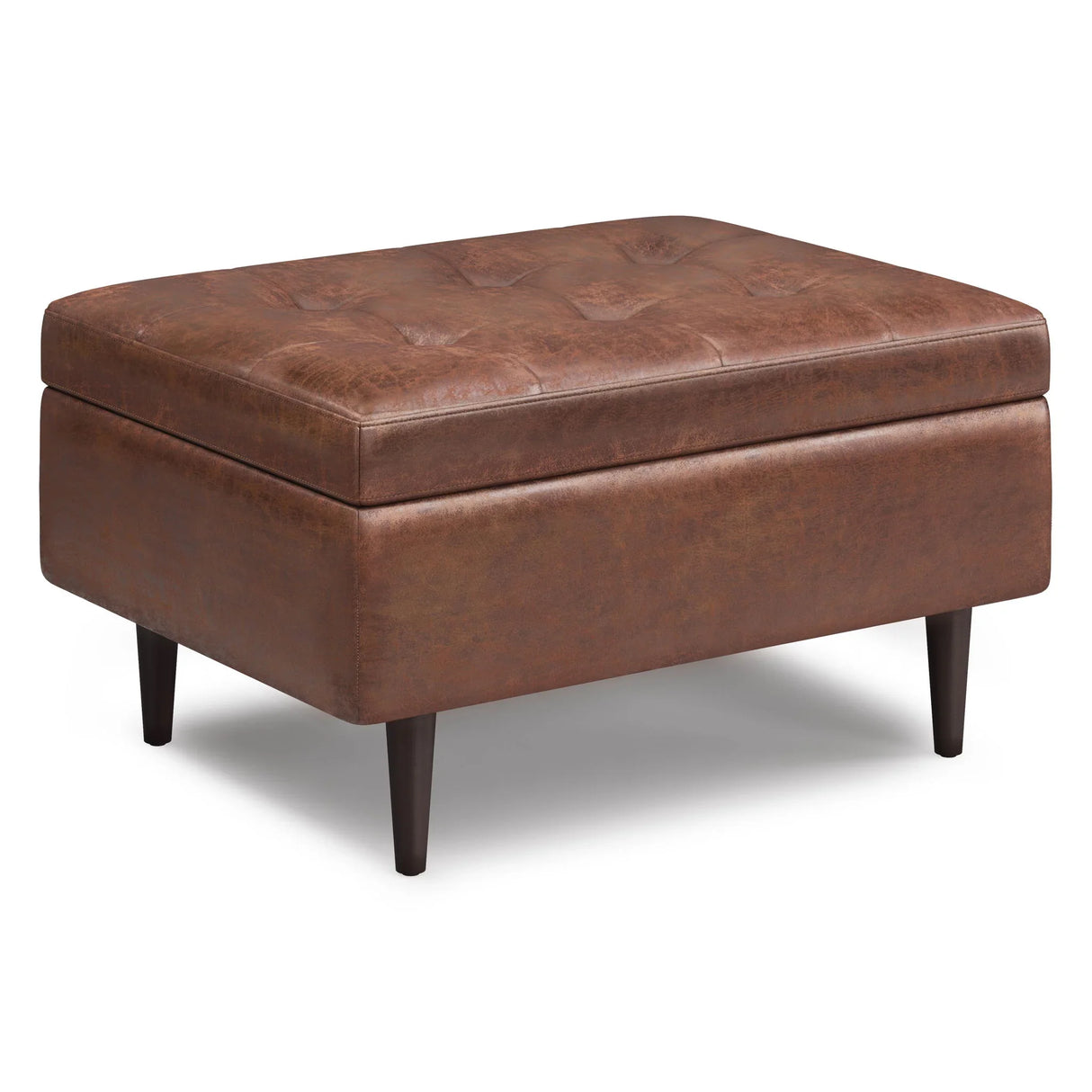 Shay - Large Square Coffee Table Storage Ottoman Mid-Century Style - Furniture Home Direct