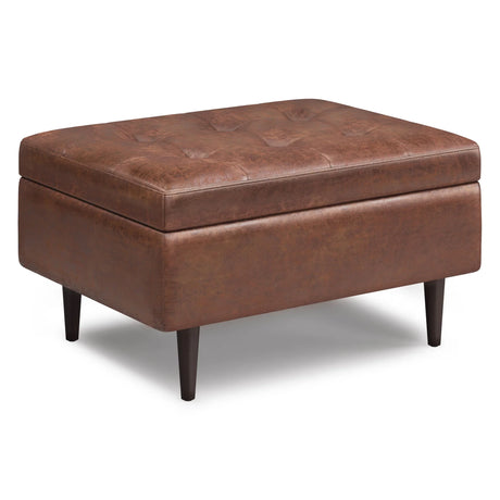 Shay - Large Square Coffee Table Storage Ottoman Mid-Century Style - Furniture Home Direct