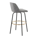 Toriano - Contemporary Fixed Height, Barstool With Swivel & Round Footrest (Set of 2) - Furniture Home Direct