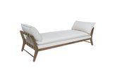 Daybed With Leather Strap Detail - White - Furniture Home Direct