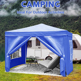 10'X10' Folding Canopy With 4 Removable Sidewalls Outdoor Event Shelter UPF 50+ Gazebo Portable Tents For Parties Beach Camping Wedding Ez Pop Up Canopy 4 Pieces Weight Bag + Carry Bag - Furniture Home Direct