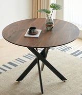 Mid-Century Dining Table For 4 - 6 People With Round MDF Table Top, Pedestal Dining Table, End Table Leisure Coffee Table, Cross Leg - Furniture Home Direct