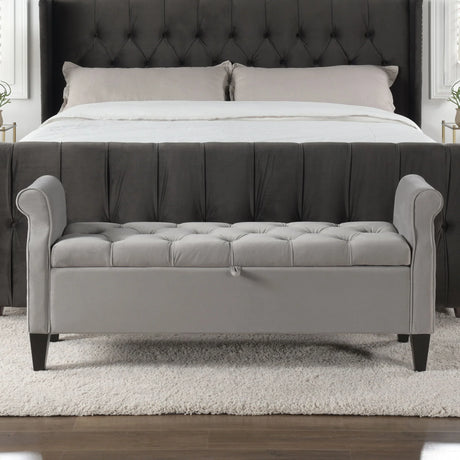 Jacqueline - Tufted Roll Arm Storage Bench - Furniture Home Direct