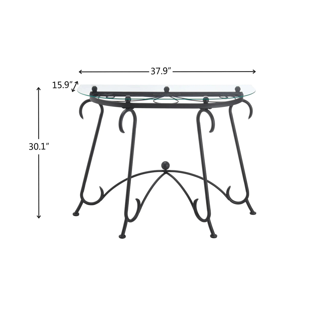 Tempered Glass Surface Console Table Coffee Table With Sturdy Construction For Living Room (Rustic) - Black - Furniture Home Direct
