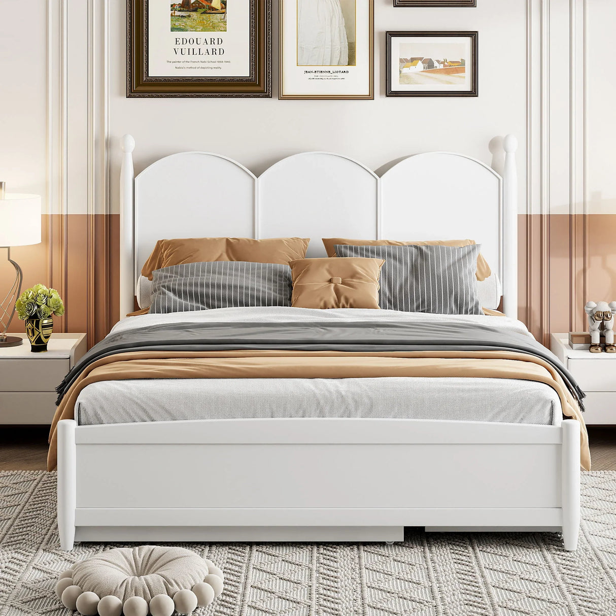 Platform Bed With With 2 Big Drawers And Trundle - Furniture Home Direct