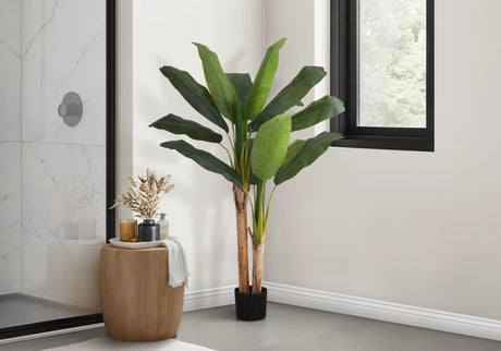 55" Tall, Artificial Plant, Banana Tree, Indoor, Faux, Fake, Floor, Greenery, Potted, Real Touch, Decorative - Green / Black - Furniture Home Direct