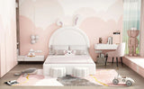 Rabbit-Shaped Bed for Kids Upholstered Full-Size White - Furniture Home Direct