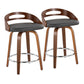 Cassis - Mid Century Modern Fixed Height Counter Stool With Swivel With Round Footrest (Set of 2) - Furniture Home Direct