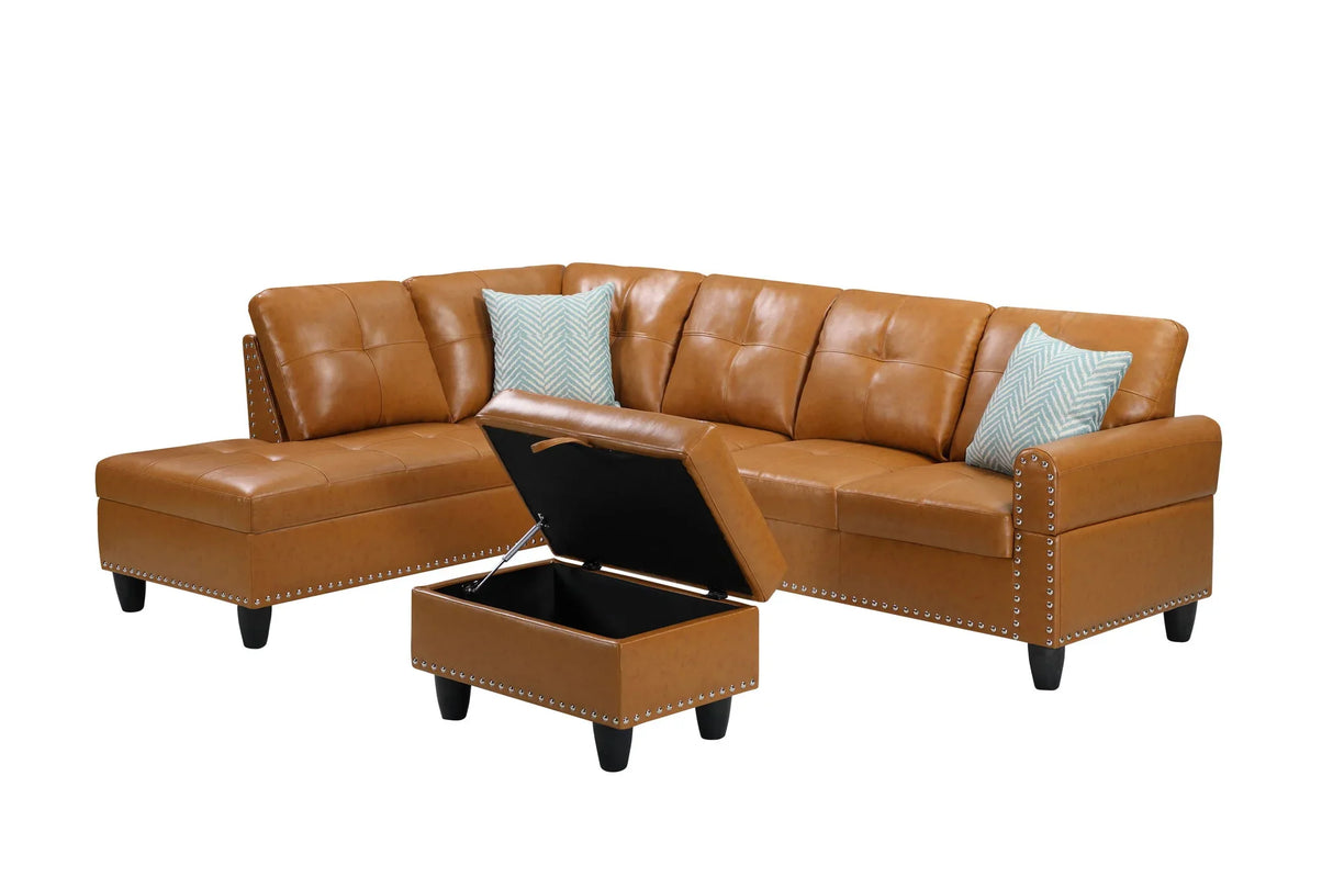Irine - Faux Leather Sectional Sofa With Ottoman - Furniture Home Direct