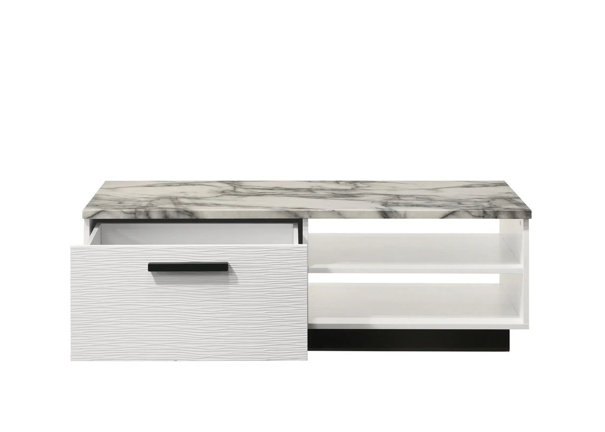 Matilda - Coffee Table With White Faux Marble Top - White - Furniture Home Direct