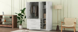 Wardrobe With 4 Doors And 3 Drawers Solid Wood White - Furniture Home Direct