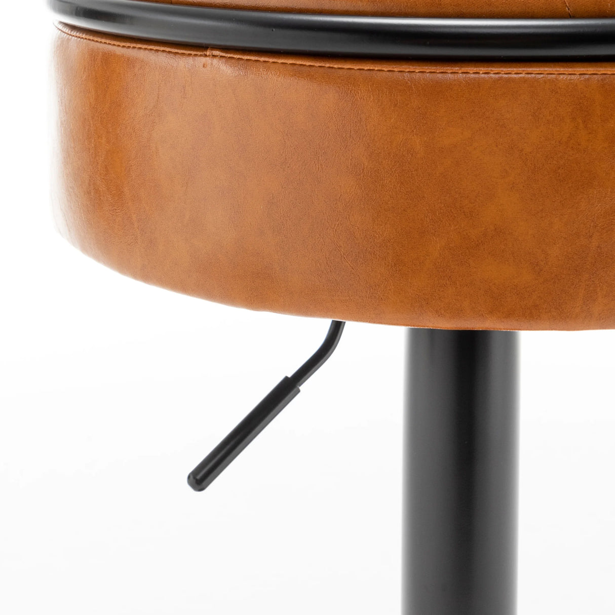Bar Stool Round Tufted PU Leather Adjustable Height Brown - Furniture Home Direct