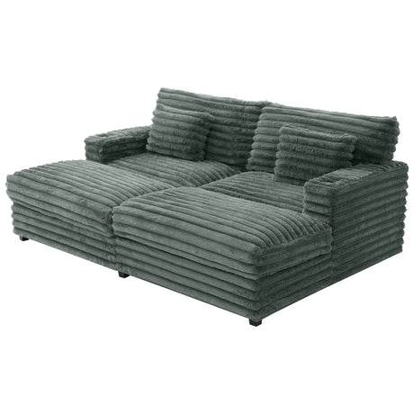 Plush Oversized Double Chaise Lounge Sofa Bed With USB Ports And Cup Holders - Furniture Home Direct