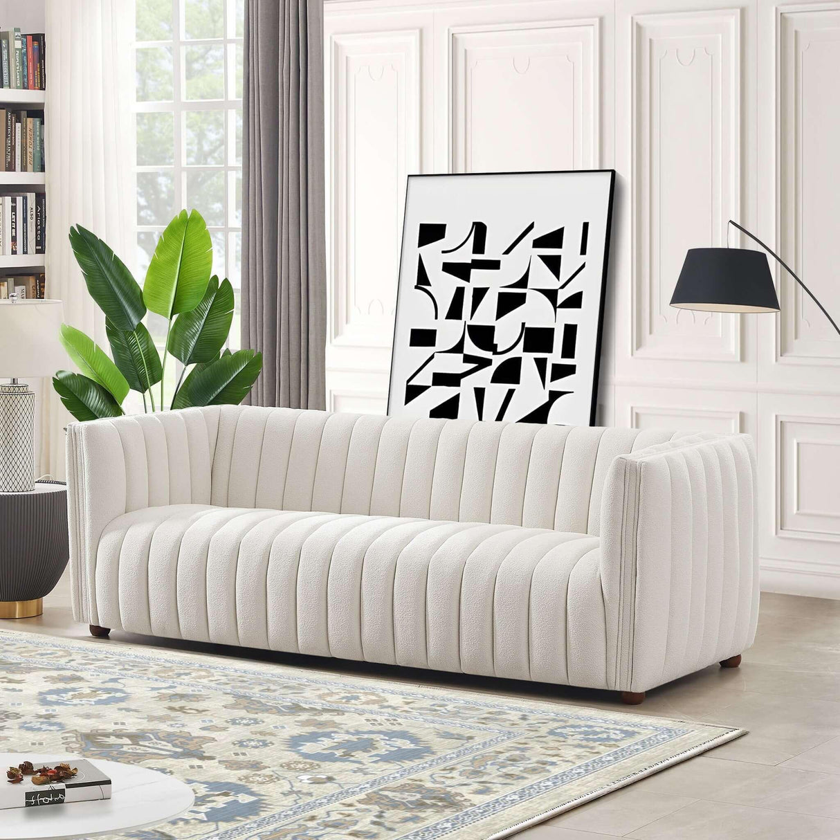April - Mid-Century Modern Luxury Tight Back Boucle Couch - Furniture Home Direct