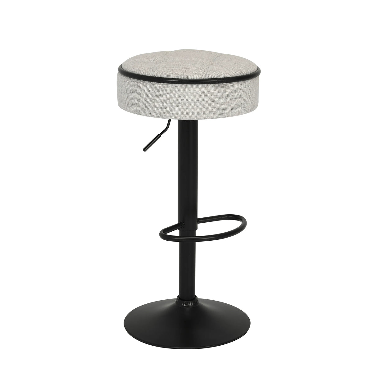 Counter Stool Round Linen Upholstered Seat Off White - Furniture Home Direct
