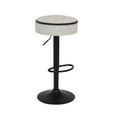 Counter Stool Round Linen Upholstered Seat Off White - Furniture Home Direct