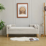 Wide Corduroy Storage Soft Bench With Armrests, Backrest And Two Bolster Pillows - Furniture Home Direct