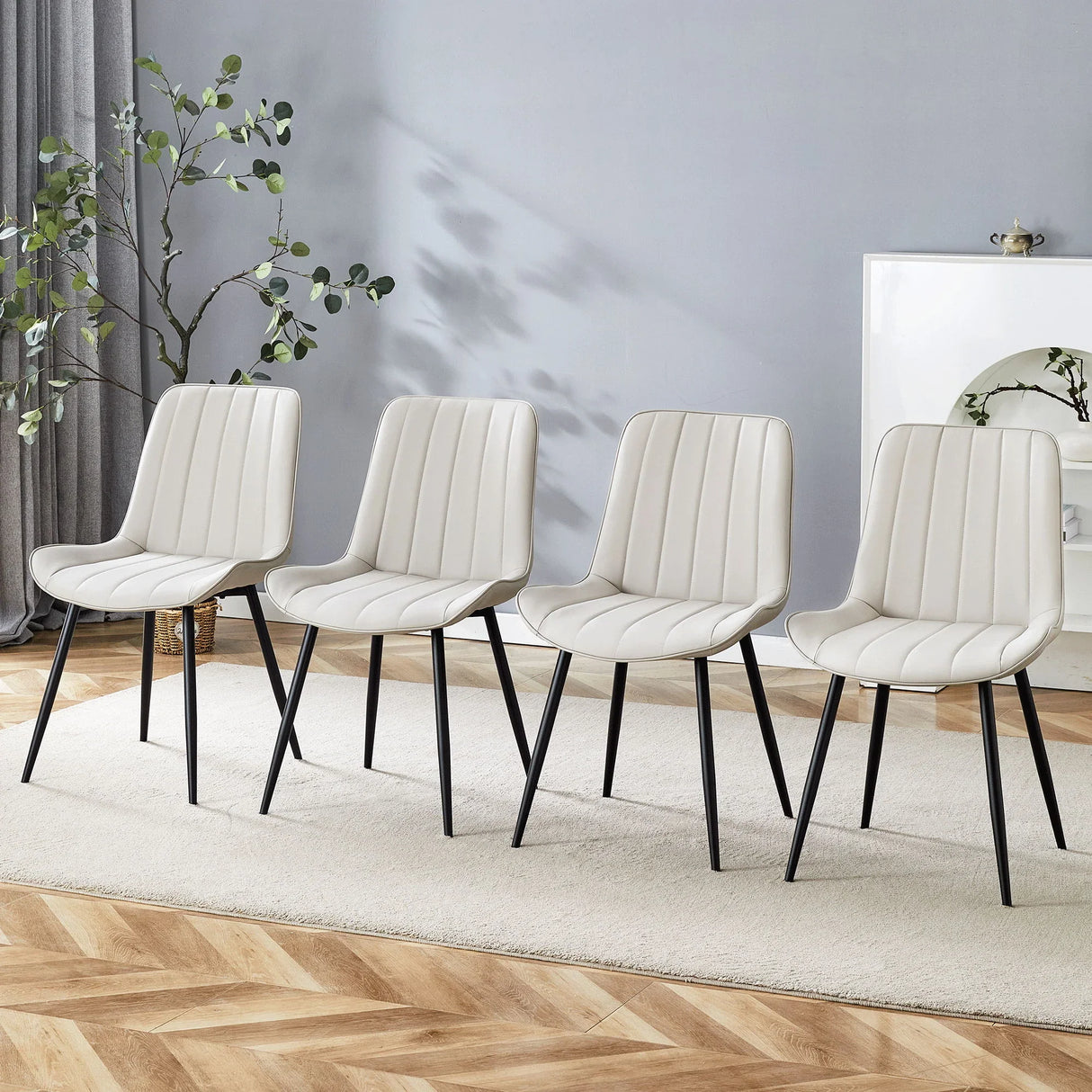 Modern Style Extended Seat Cushion Dining Chair Set - Furniture Home Direct