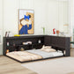 Floor Bed With L-Shaped Bookcases, Sliding Doors, Without Slats - Furniture Home Direct