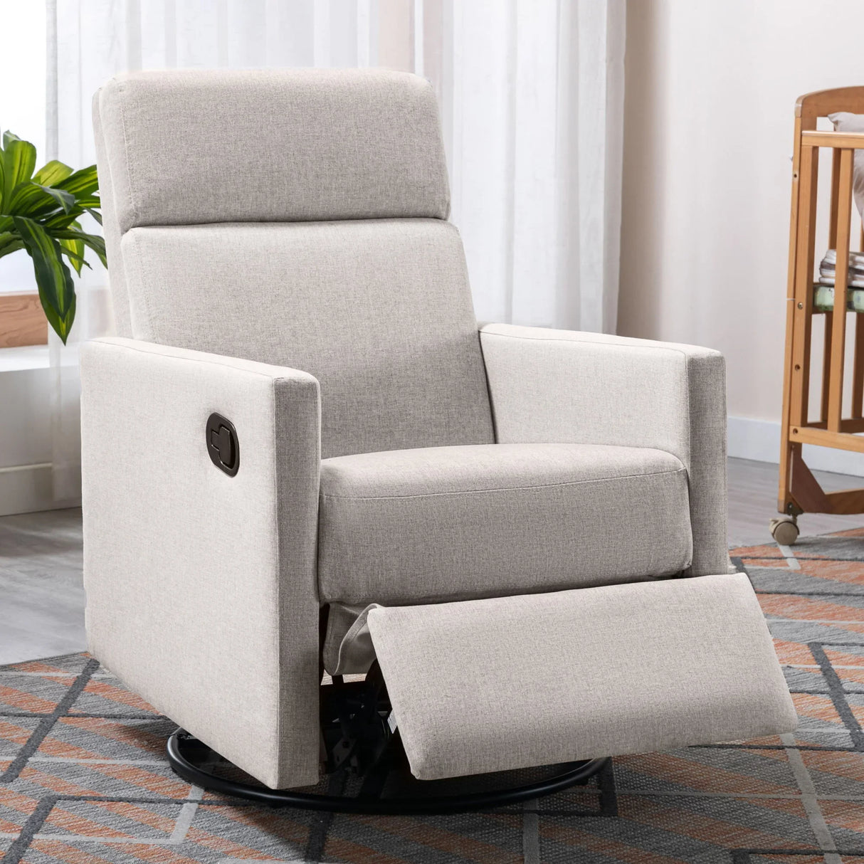 Modern Upholstered Rocker Nursery Chair Plush Seating Glider Swivel Recliner Chair - Furniture Home Direct