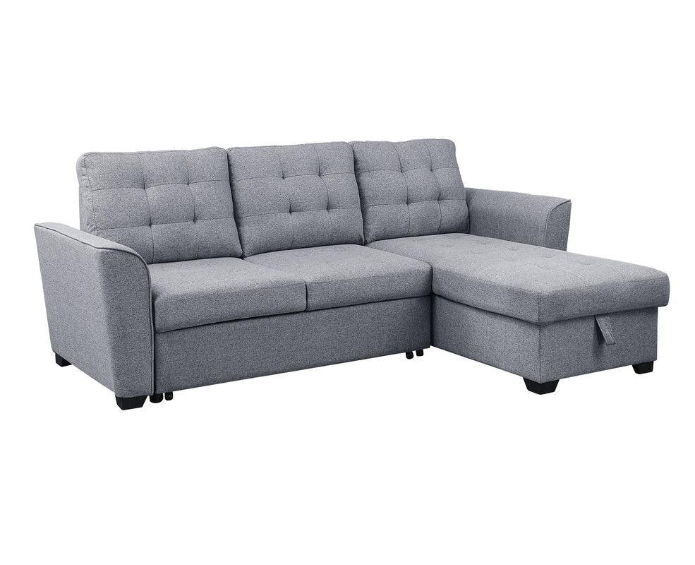 Avery - Sleeper Sectional Sofa With Reversible Storage Chaise - Light Gray - Furniture Home Direct