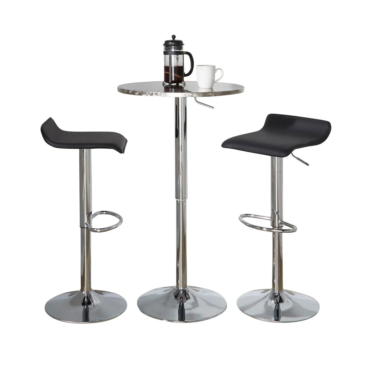 Ale - 3 Piece Bar Set Bistro Round Contemporary Adjustable Oval Footrest - Furniture Home Direct