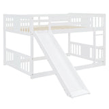 Full Over Full Bunk Bed With Ladder With Slide - White - Furniture Home Direct