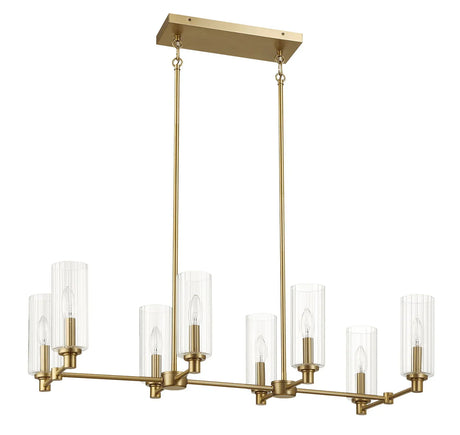 Willow - 8 Lights Island Chandelier - Antique Brass / Clear / Gold - Furniture Home Direct