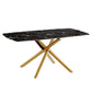 Luxurious Marble Patterned Dining Table With Metal Fork Legs - Furniture Home Direct