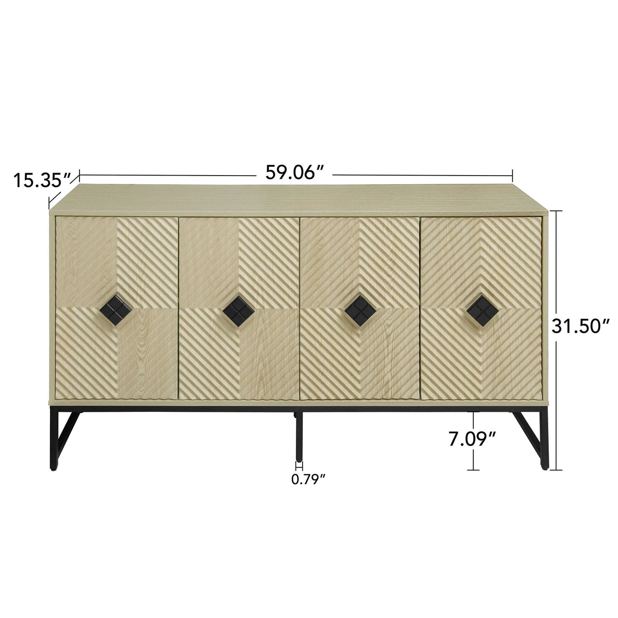 Carved 4 Door Sideboard With Storage, Adjustable Shelf - Furniture Home Direct