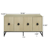 Carved 4 Door Sideboard With Storage, Adjustable Shelf - Furniture Home Direct
