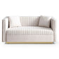 Contemporary Vertical Channel Tufted Sofa Loveseat Modern Upholstered Couch For Living Room With 2 Pillows - Furniture Home Direct