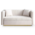Contemporary Vertical Channel Tufted Sofa Loveseat Modern Upholstered Couch For Living Room With 2 Pillows - Furniture Home Direct
