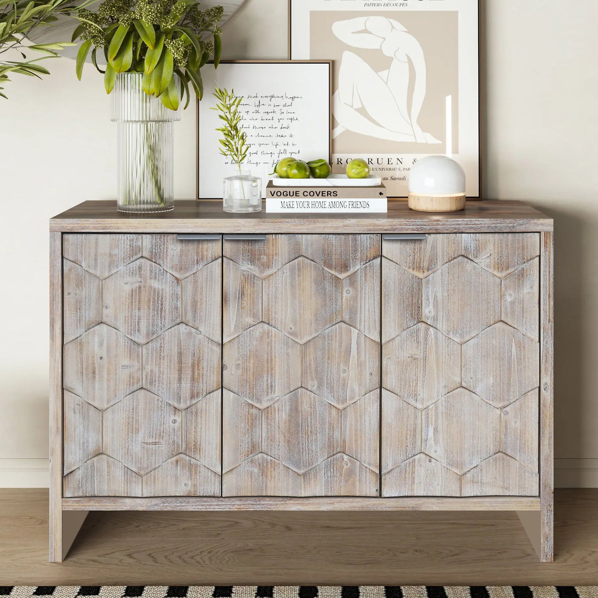 Accent Cabinet Farmhouse Style 4 Door Wooden Cabinet Sideboard Buffet Server Cabinet Storage Cabinet, For Living Room, Entryway, Hallway, Office, Kitchen And Dining Room - Furniture Home Direct