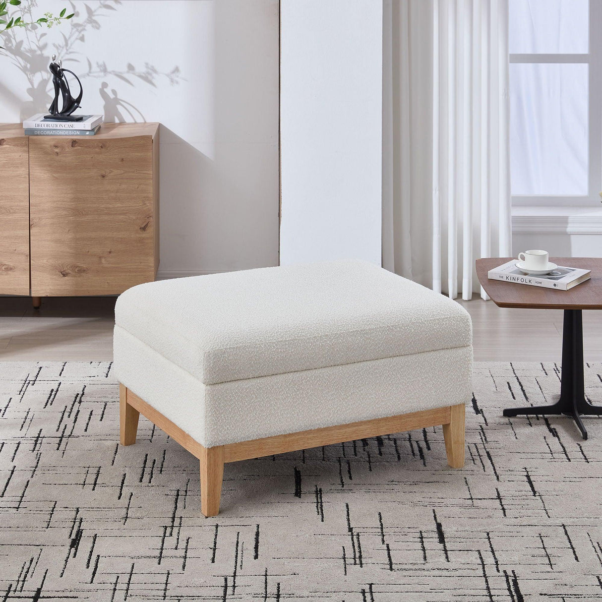 Upholstered Storage Ottoman With Reversible Lid Coffee Table, Foot Stool - Furniture Home Direct