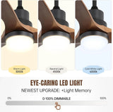 Ceiling Fan With Lights 3 Solid Wood Fan Blade Noiseless Reversible Motor Remote Control - Black - Furniture Home Direct