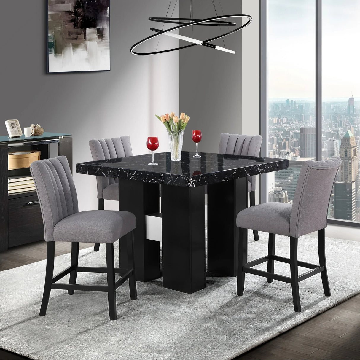 Mikha - Bar Table And 4 Bar Stools - Furniture Home Direct