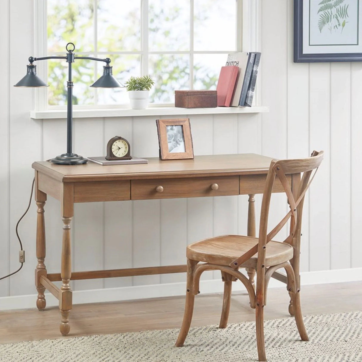Tabitha - Desk With Drawer And Turned Legs - Natural - Furniture Home Direct